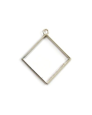 Yan Kare Büyük Reçine Metal Kolye Ucu Renk Seçmeli