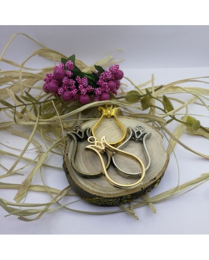 Lale Model Tek Kulplu Reçine Metal Kolye Ucu Renk Seçmeli