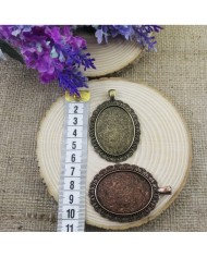 Kolye Ucu - Kenarı Şekilli Oval Eskitme Antik Sarı