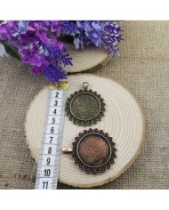 Kolye Ucu - Kenarı Şekilli Yuvarlak Eskitme Antik Sarı