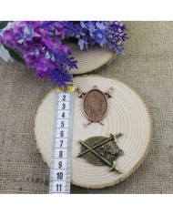 Kolye Ucu - Kılıçlı Oval Eskitme Rose