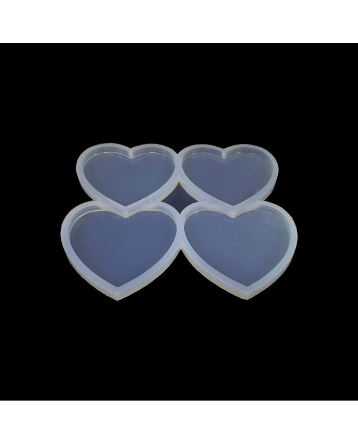 5 Adet - Dörtlü Kalp Reçine Epoksi Kalıbı - ÇM 4