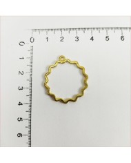 Yuvarlak Tırtıklı Reçine Metal Kolye Ucu