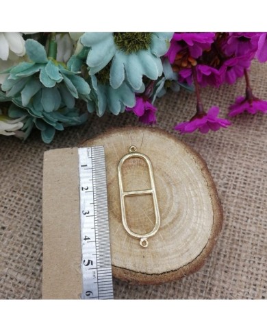 Dikdörtgen Oval Model Çift Kulplu Reçine Metal Kolye Ucu