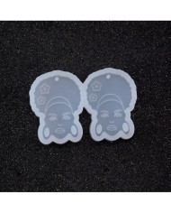 Reçine Epoksi Kalıp - İkili Kolye Küpe Ucu Kadın Motif - 989