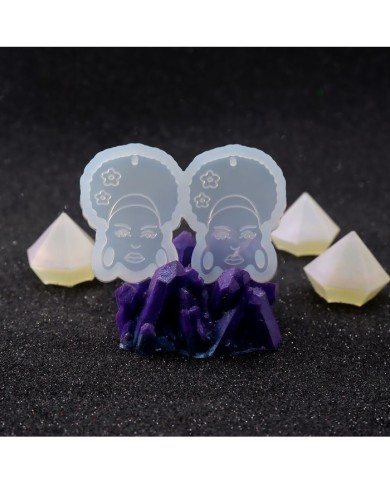 Reçine Epoksi Kalıp - İkili Kolye Küpe Ucu Kadın Motif - 989