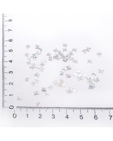 Mini Kelebek Gümüş Pul Paketi - 5 gram - Epoksi Süsleme Pulu