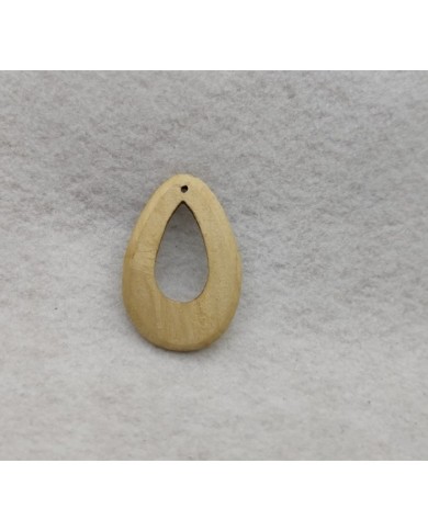 Ahşap Kolye Ucu - Damla Üstten Delikli