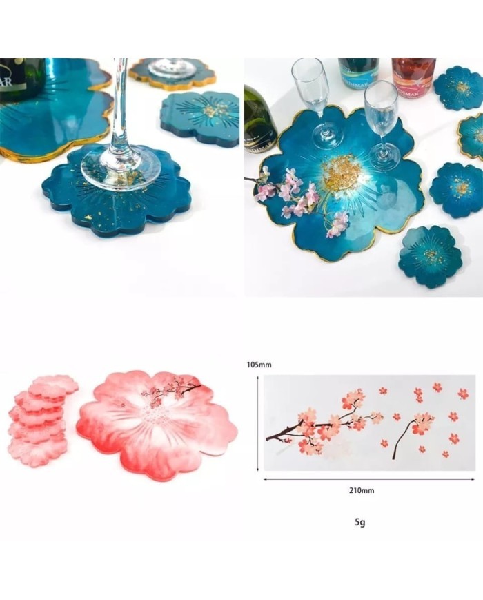 Epoksi Reçine Silikon Kalıp Seti - DesenliÇiçek Seti -Kod:280-281