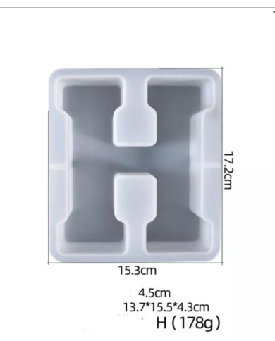 Büyük Reçine Epoksi Silikon Kalıp  Big  Boy Harf  - H