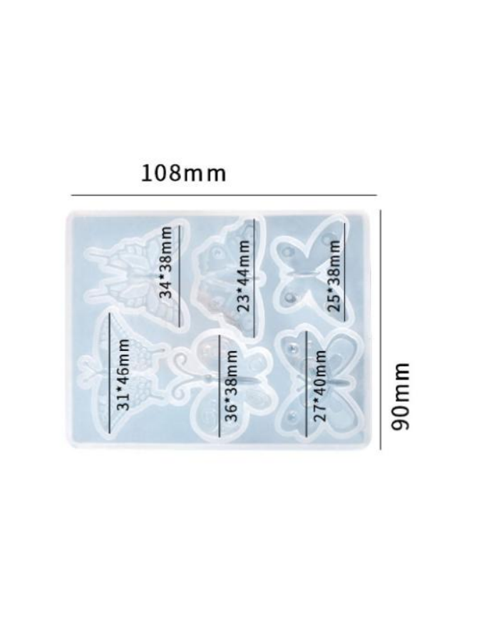 Kelebek desenli dekoratif silikon kalıp - 108x90 mm -Kod:395
