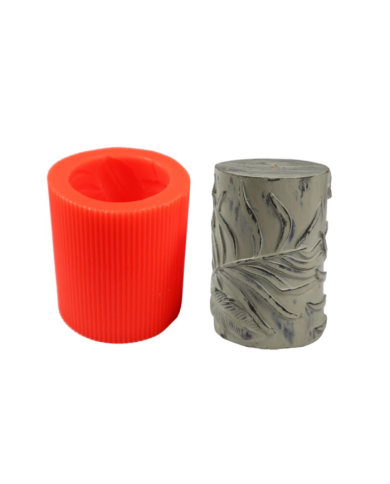 Yaprak Desenli Silindir Silikon Mum Kalıbı M-118