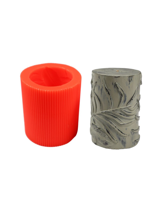 Yaprak Desenli Silindir Silikon Mum Kalıbı M-118