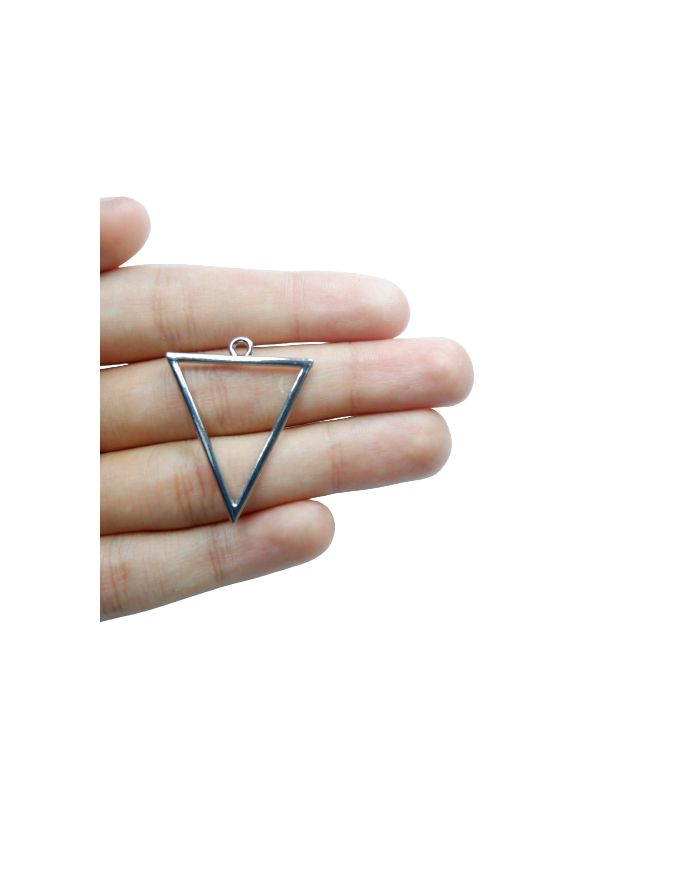 Üçgen Model Metal kolye Ucu - gümüş