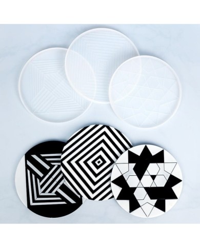 DESENLİ BARDAK ALTI SİLİKON EPOKSİ KALIP -117 x 117-Kod:393