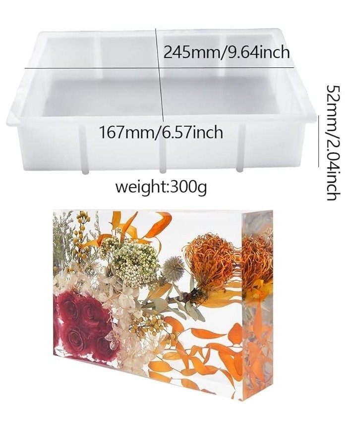 Dekoratif Silikon Kalıp Epoksi Döküm Kalıbı-Dikdörtgen -Kod:1043