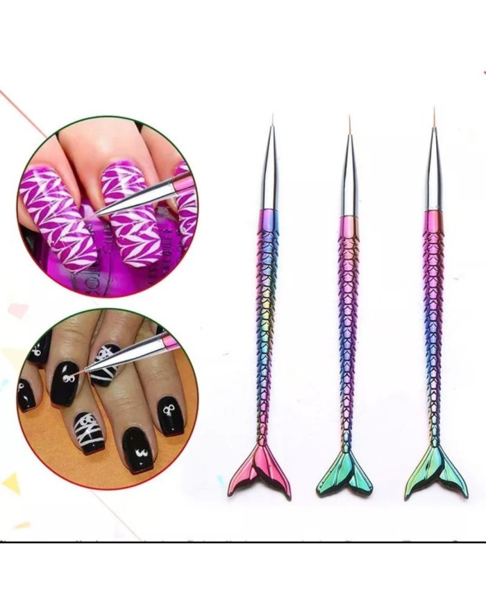 Epoksi Tırnak Boya Fırçası -  balık desen üçlü set