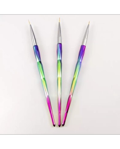Epoksi Tırnak Boya Fırçası Gök Kuşağı Desen Üçlü set