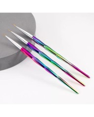 Epoksi Tırnak Boya Fırçası Gök Kuşağı Desen Üçlü set