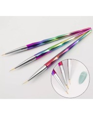 Epoksi Tırnak Boya Fırçası Gök Kuşağı Desen Üçlü set