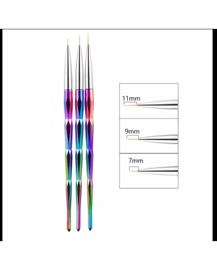 Epoksi Tırnak Boya Fırçası Gök Kuşağı Desen Üçlü set