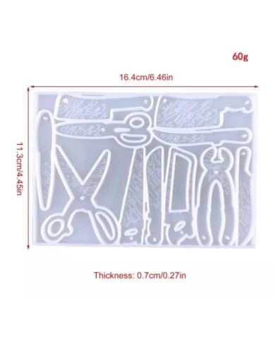 Silikon Makas,Bıçak,Testere Anahtarlık - Hobi Silikon Kalıbı - Kod:466