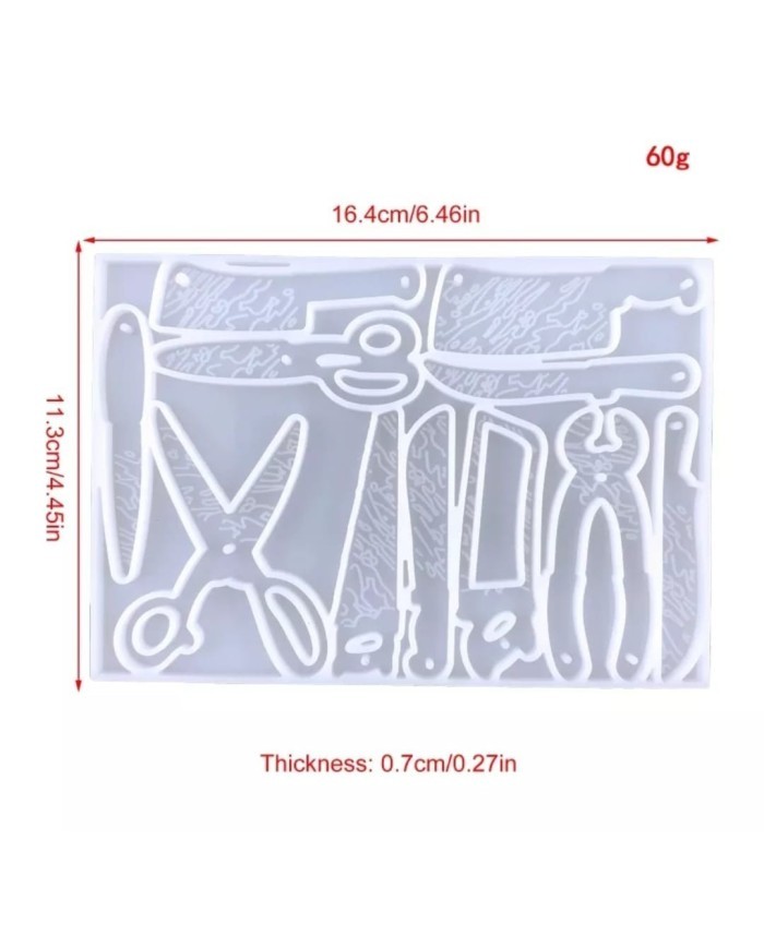 Silikon Makas,Bıçak,Testere Anahtarlık - Hobi Silikon Kalıbı - Kod:466