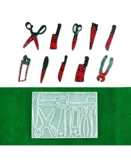 Silikon Makas,Bıçak,Testere Anahtarlık - Hobi Silikon Kalıbı - Kod:466