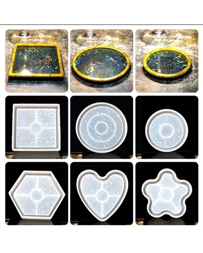 Hologramlı Büyük Yuvarlak Bardak Altı ve Dekoratif - Hobi Silikon Kalıbı -Kod:1097