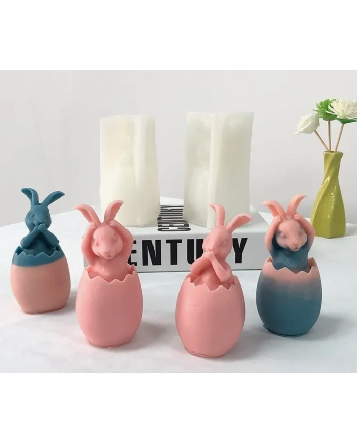 Yumurtadan Kulak Tutan Tavşan Çıktı Mum Kalıbı - Hobi Silikon Kalıbı -Kod:530