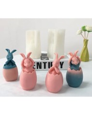 Yumurtadan Kulak Tutan Tavşan Çıktı Mum Kalıbı - Hobi Silikon Kalıbı -Kod:530