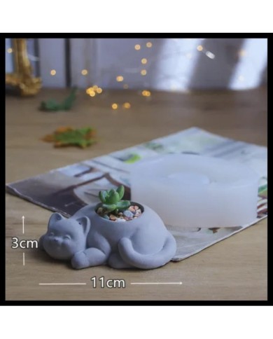 Kedi Beton Saksı Kalıbı - Hobi Silikon Kalıbı -Kod:492