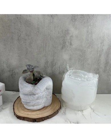 Yumruk Beton Saksı Kalıbı - Hobi Silikon Kalıbı -Kod:1063