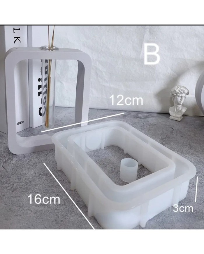 Dikdörtgen İçi Boş Beton Saksı Kalıbı - Hobi Silikon Kalıbı -Kod:510