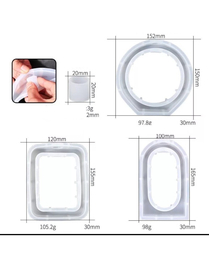 Dikdörtgen İçi Boş Beton Saksı Kalıbı - Hobi Silikon Kalıbı -Kod:510