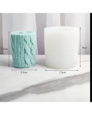 Örgülü Silindir  Mum Kalıbı - Hobi Silikon Kalıbı -Kod:481