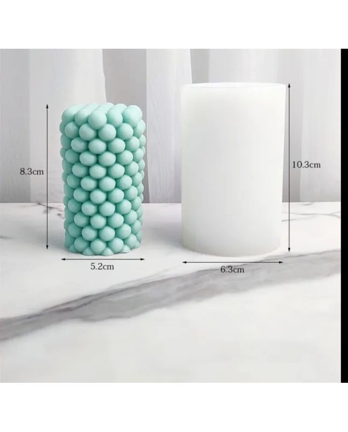 Silindir Yuvarlak Taneli Mum Kalıbı - Hobi Silikon Kalıbı -Kod:1163