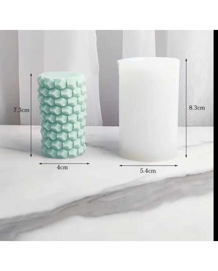 Silindir Asimetrik Taneli Mum Kalıbı - Hobi Silikon Kalıbı -Kod:504