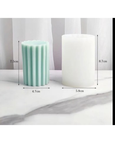 Kanallı Silindir Mum ve Beton Kalıbı - Hobi Silikon Kalıbı -Kod:496