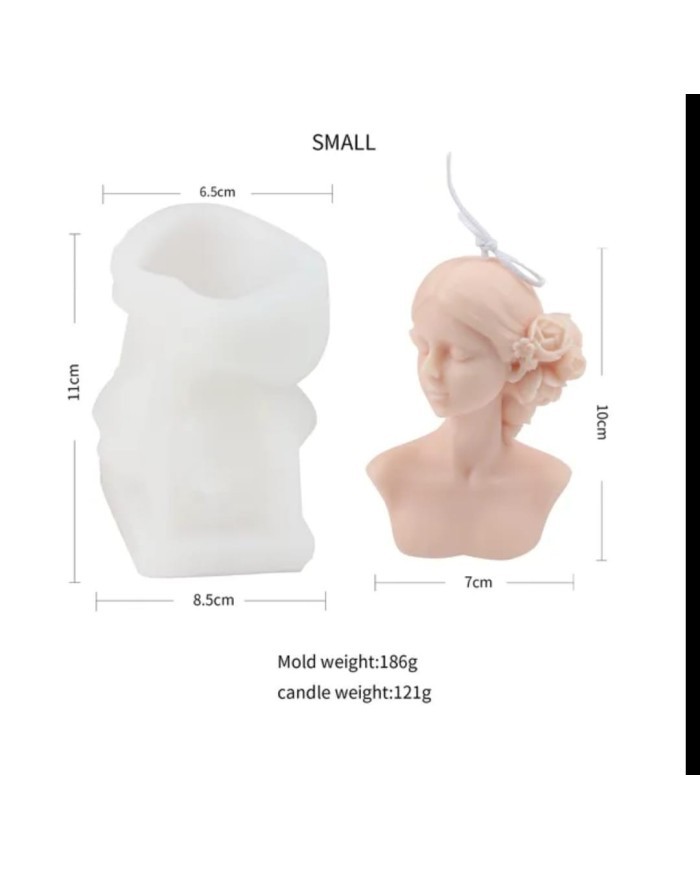 Saçı Çiçekli Kadın Mum Kalıbı - Hobi Silikon Kalıbı -Kod:422