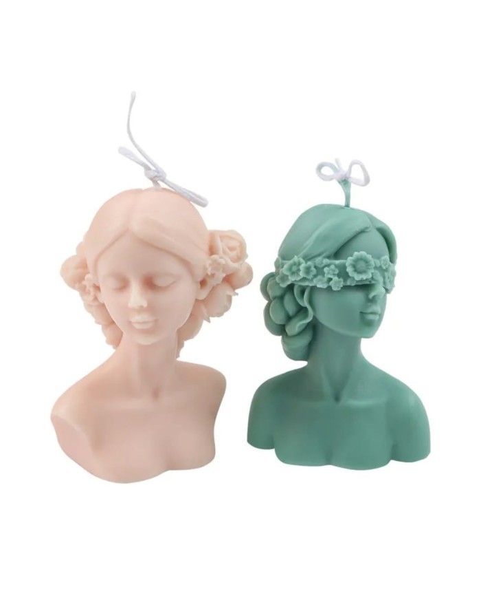 Saçı Çiçekli Kadın Mum Kalıbı - Hobi Silikon Kalıbı -Kod:422