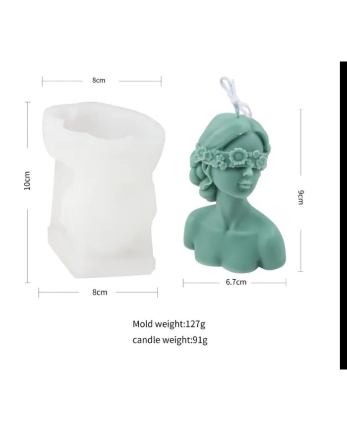 Çiçek Maskeli Kadın Mum Kalıbı - Hobi Silikon Kalıbı -Kod:1024