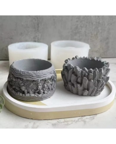 Sarkıtlı Yuvarlak Beton Saksı Kalıbı - Hobi Silikon Kalıbı -Kod:1123