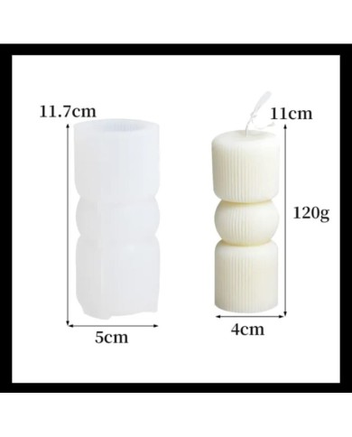 Kısa Nervürlü Kule Mum Kalıbı - Hobi Silikon Kalıbı -Kod:1073A