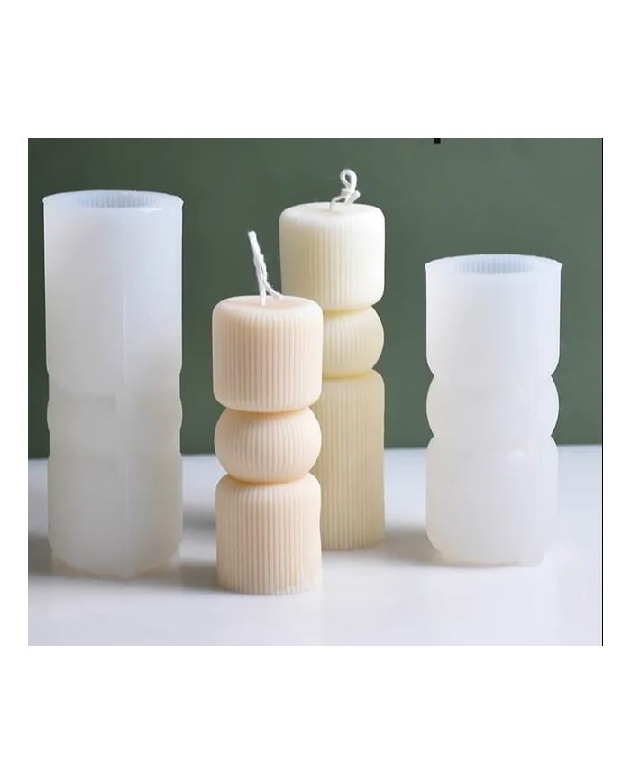 Kısa Nervürlü Kule Mum Kalıbı - Hobi Silikon Kalıbı -Kod:1073A