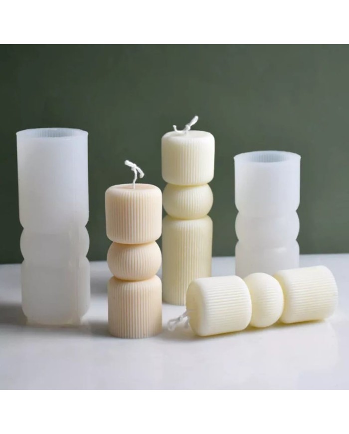 Kısa Nervürlü Kule Mum Kalıbı - Hobi Silikon Kalıbı -Kod:1073A