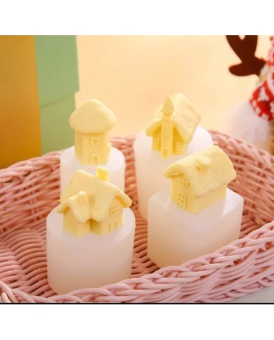 Üçgen Bacalı Ev Beton Kalıbı - Hobi Silikon Kalıbı -Kod:1023