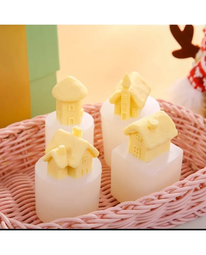 Dikdörtgen Bacalı Ev Beton Kalıbı - Hobi Silikon Kalıbı -Kod:1076b