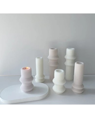 Şerit Roman Sütun Mum Kalıbı - Hobi Silikon Kalıbı -Kod:1050