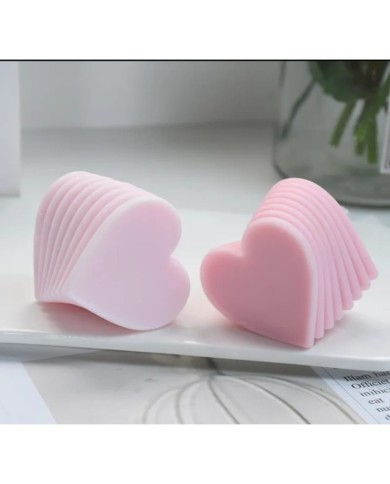 Kalp İstif Mum ve Beton Kalıbı - Hobi Silikon Kalıbı -Kod:414